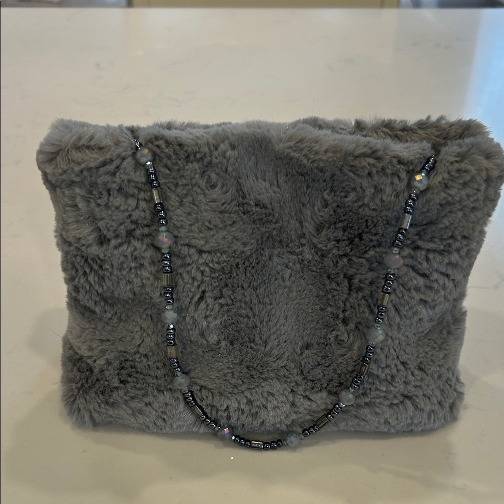 Gray Faux Fur Women's Bag